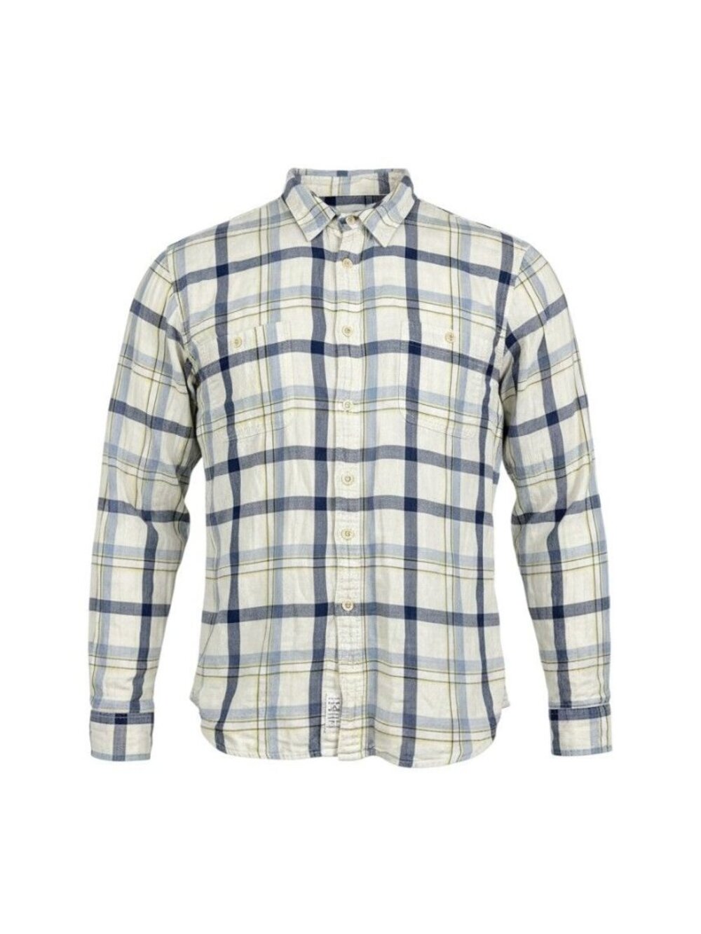 Lucky Brand Mens Blue & Yellow Plaid Button-Up Long-Sleeve Shirt Size XL
